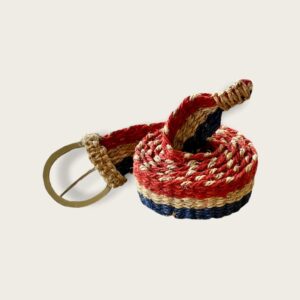 Handcrafted Woven Hemp Belt: Red White Blue Boho Belt