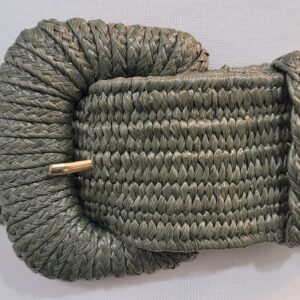 Green Woven Stretch Belt: Women's Fashion Buckle, Size SM