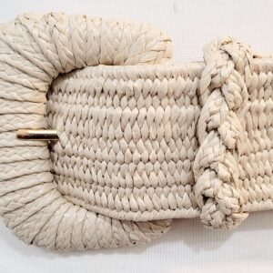 Beige Woven Stretch Belt with Buckle: Women's Size S/M
