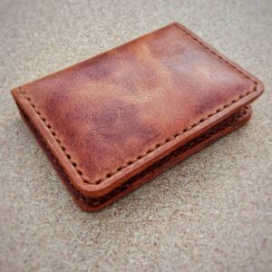 Personalized Leather Card Wallet: Handmade Minimalist Vertical Wallet