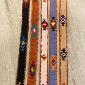 Handcrafted Full Grain Leather Belt with Geometric Embroidery, Artisan Made in Guatemala!