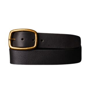 Black Leather Belt with Gold Buckle, Women's Leather Belt, Full Grain Leather Belt, High Waisted Belt, Leather Belt Handmade