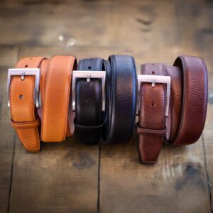 Buffalo Leather Dress Belt 1.25" Wide 3 Colors: Pebble Grain