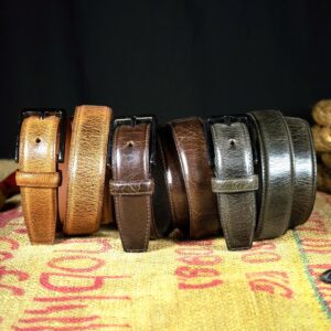 Handcrafted Buffalo Leather Dress Belt: 1 1/4 inch Wide Three Colors