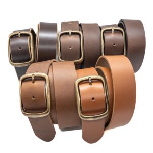 1.5" Full Grain Buffalo Leather Belt: Brown Tan