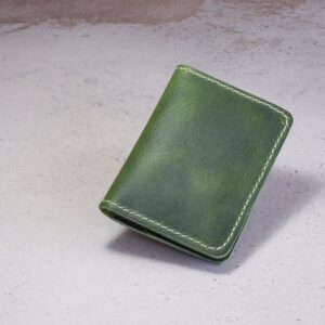 Personalized Leather Bifold Wallet: Vertical Minimalist Card Holder