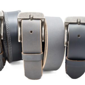 1.5" Full Buffalo Leather Belt, Gray: Interchangeable Buckle