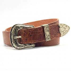 Cowboy Western Belt 1.5" Brown Leather | Ranger Belt Style | Genuine Leather | Gold Buckle Default, Silver Buckle Option | Men & Women