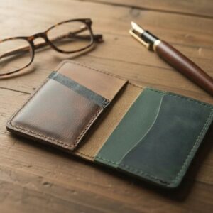 Leather Multicolor Wallet, Handmade Personalized Card and Folded Cash Holder