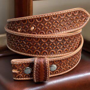 Handcrafted Leather Belts Western Tooled Leather Belt Embossed Full Grain Removable Buckle Belt