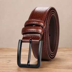 Pin Buckle Leather Belt | Faux Leather Casual Dress Belt | Reinforced Stitching Retro Style | Father's Day Gift for Him