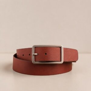 Tan Leather Belt for Women, Full Grain Leather Belt, Rectangle Buckle, Handmade, Women's Leather Belt, High Waist Belt