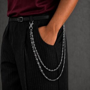 Y2K Wallet Chain, Gothic Silver Pants Chain, Double Layer Jeans Chain, Punk Grunge Belt Chain, Harajuku Hip Hop Accessory