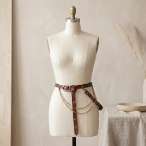 Medieval Cross Chain Belt, Gothic Waist Accessory for Renaissance Faire, Celtic Cosplay Costume Belt